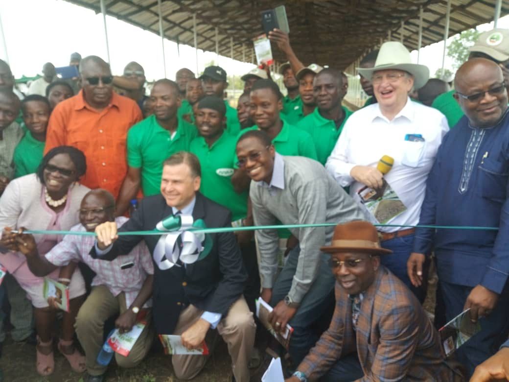 Community and partners at a livestock centre commissioning in Nigeria